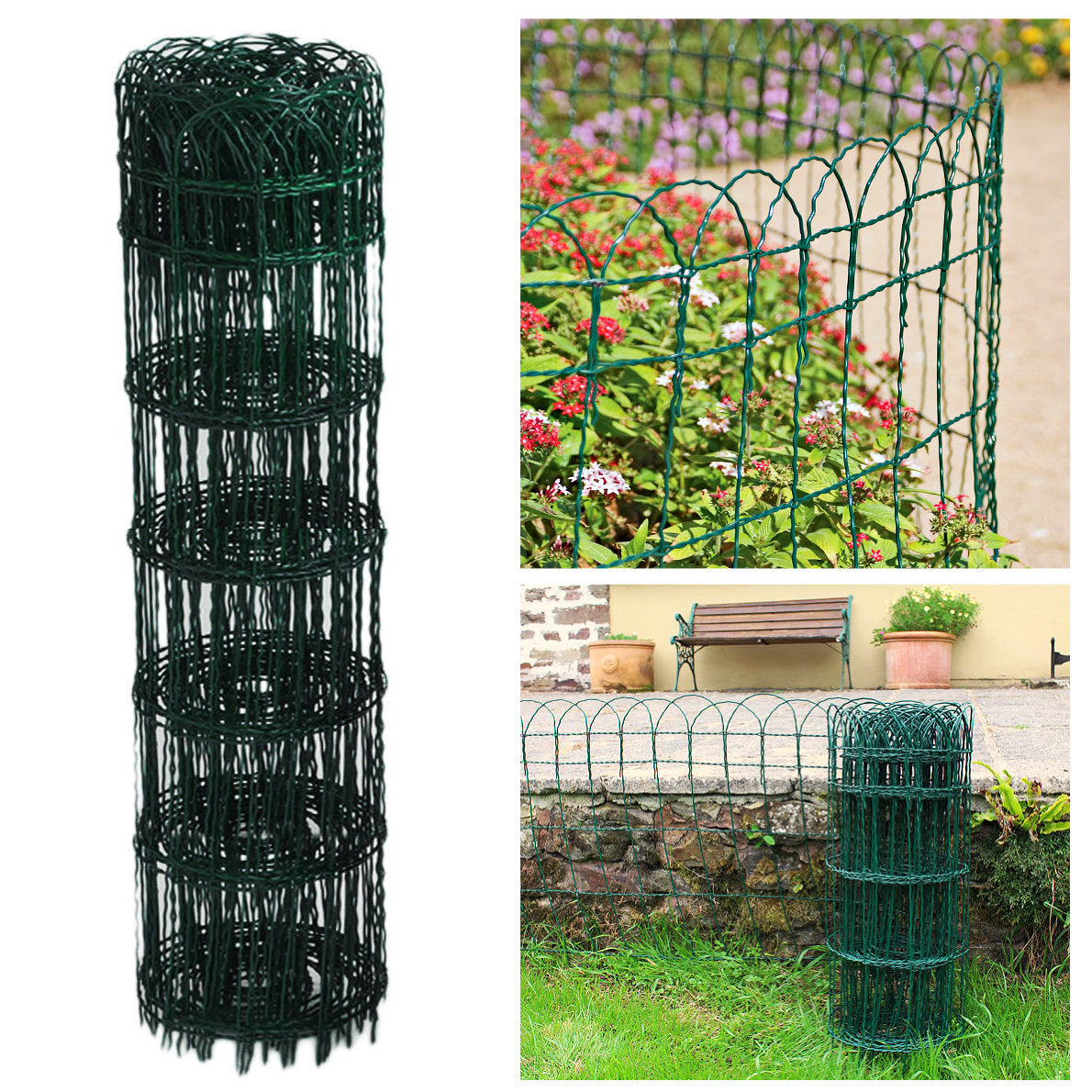 Garden Border Fence Green PVC Coated - 950mm