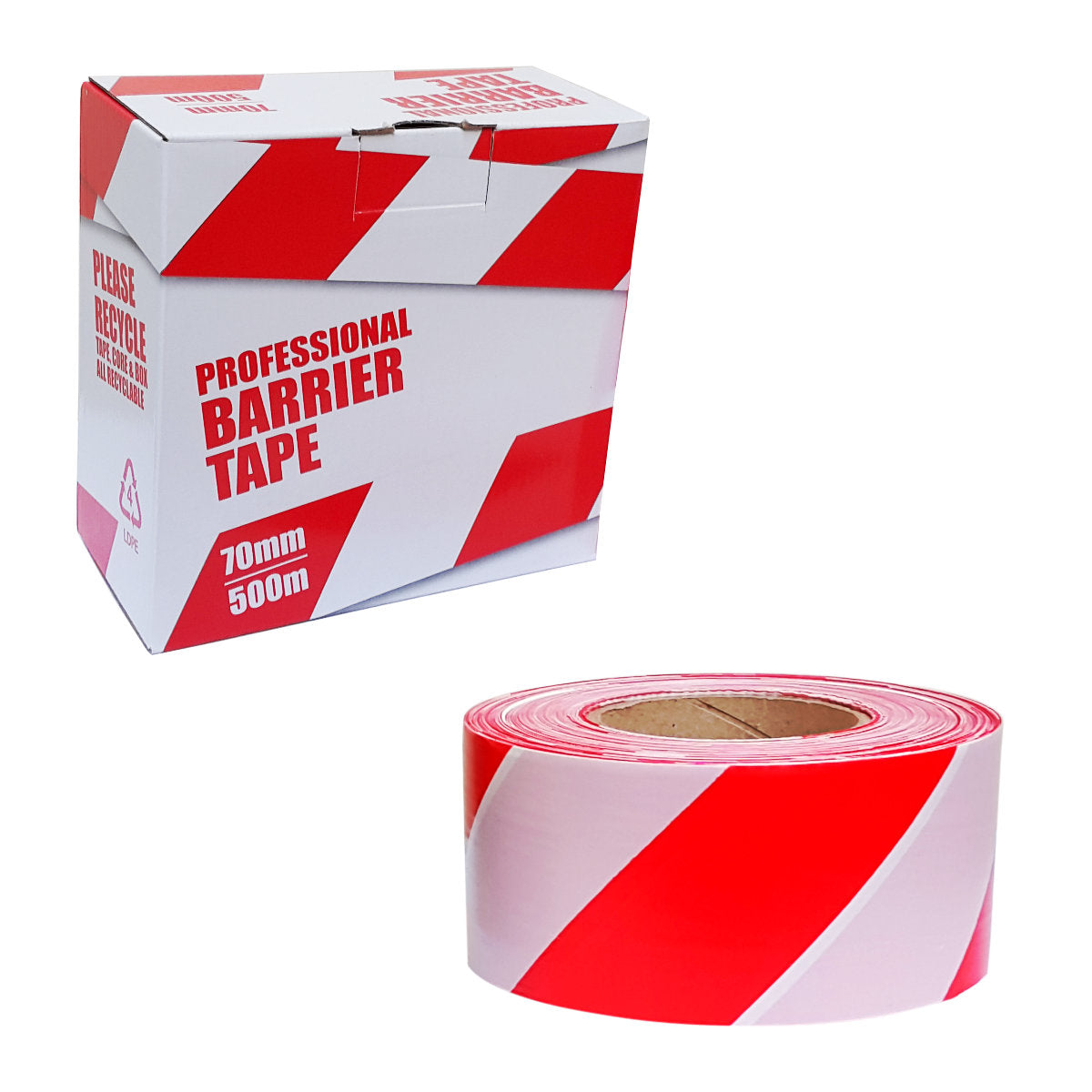 Professional Barrier Tape Red & White -  70mm x 500m