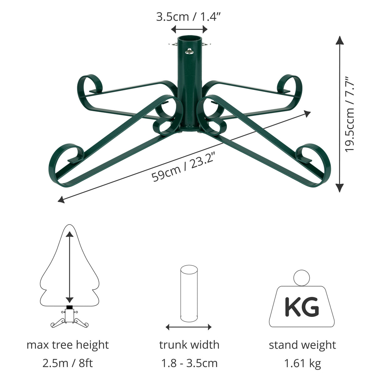 Traditional Scroll Leg Artificial Christmas Tree Stand - Green