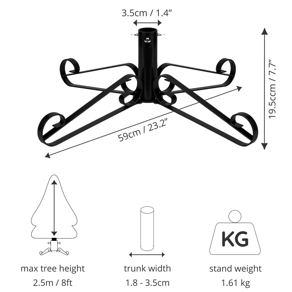 Traditional Scroll Leg Artificial Christmas Tree Stand - Black