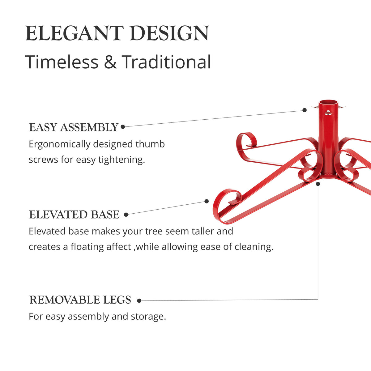 Traditional Scroll Leg Artificial Christmas Tree Stand - Red