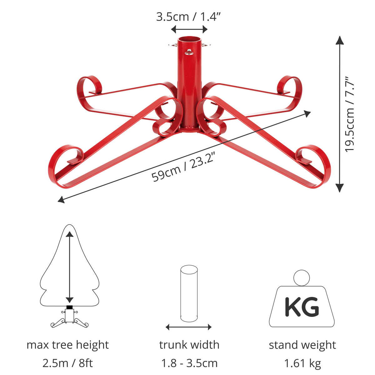 Traditional Scroll Leg Artificial Christmas Tree Stand - Red