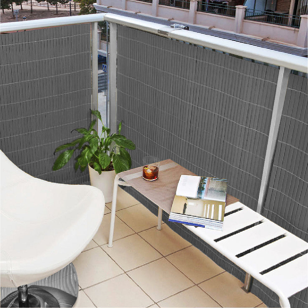 Artificial PVC Bamboo Screening Grey Double Sided 4m Long – Premier Netting