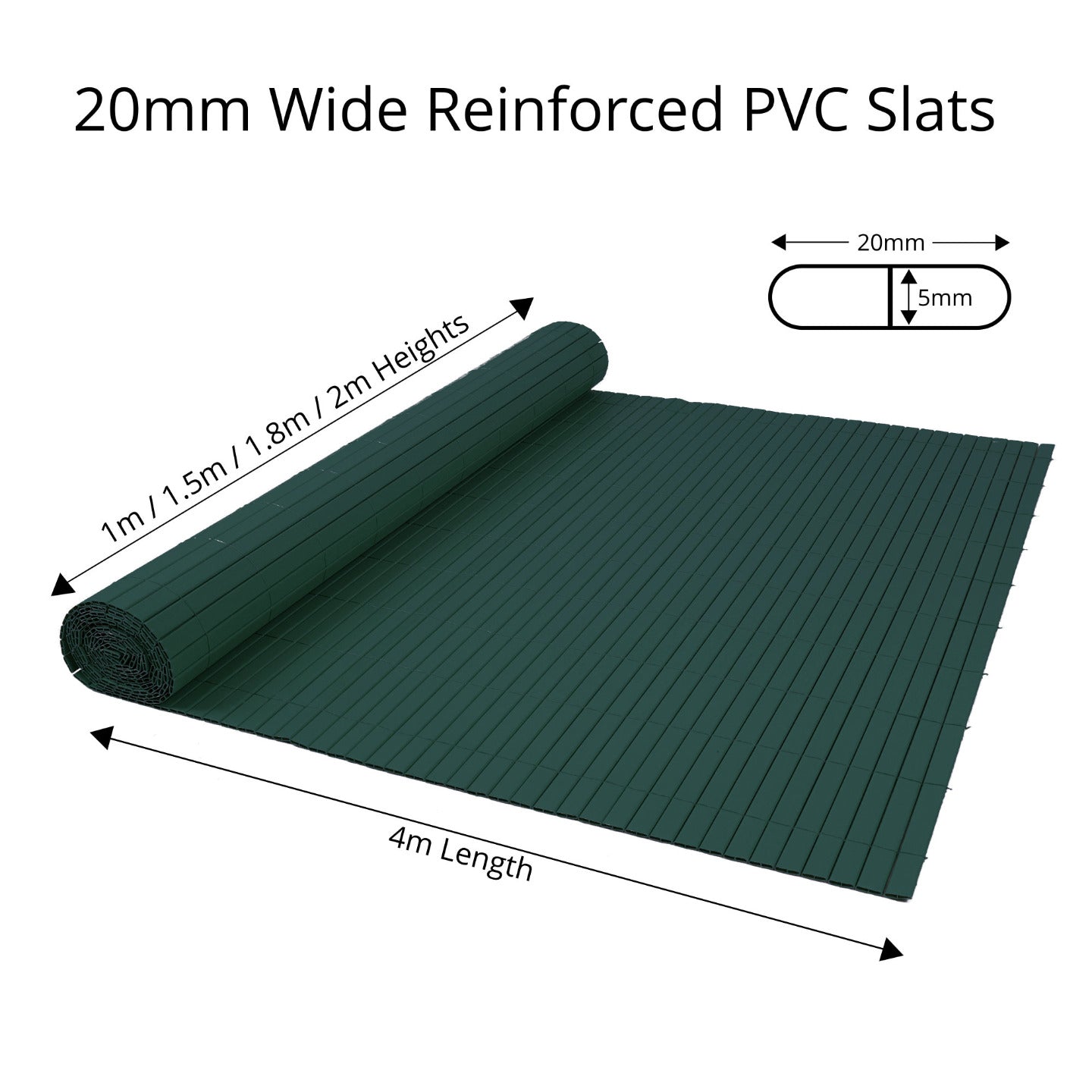 Artificial PVC Bamboo Screening Green Double Sided 4m Long