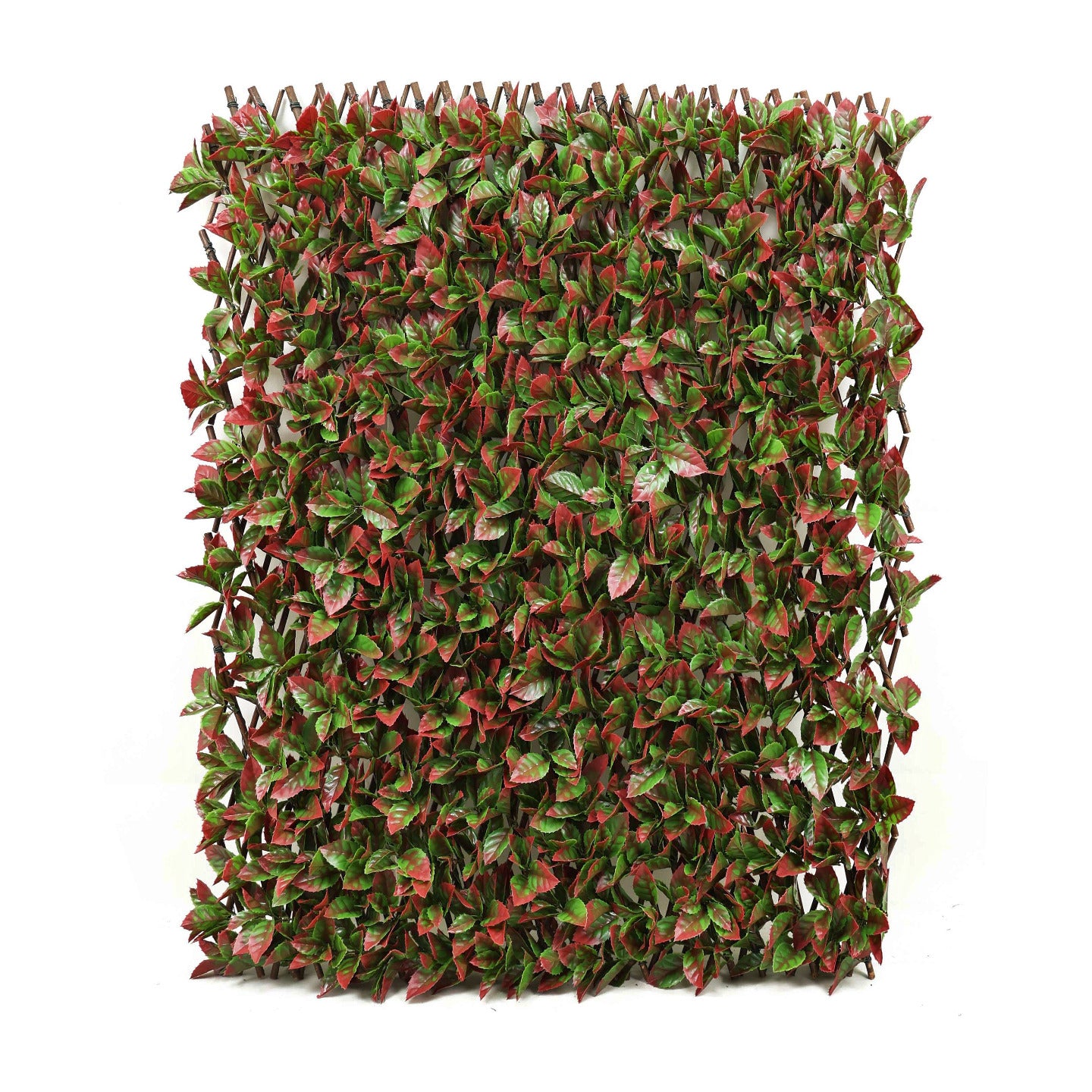 Artificial Red Photinia Expanding Willow Trellis Fence