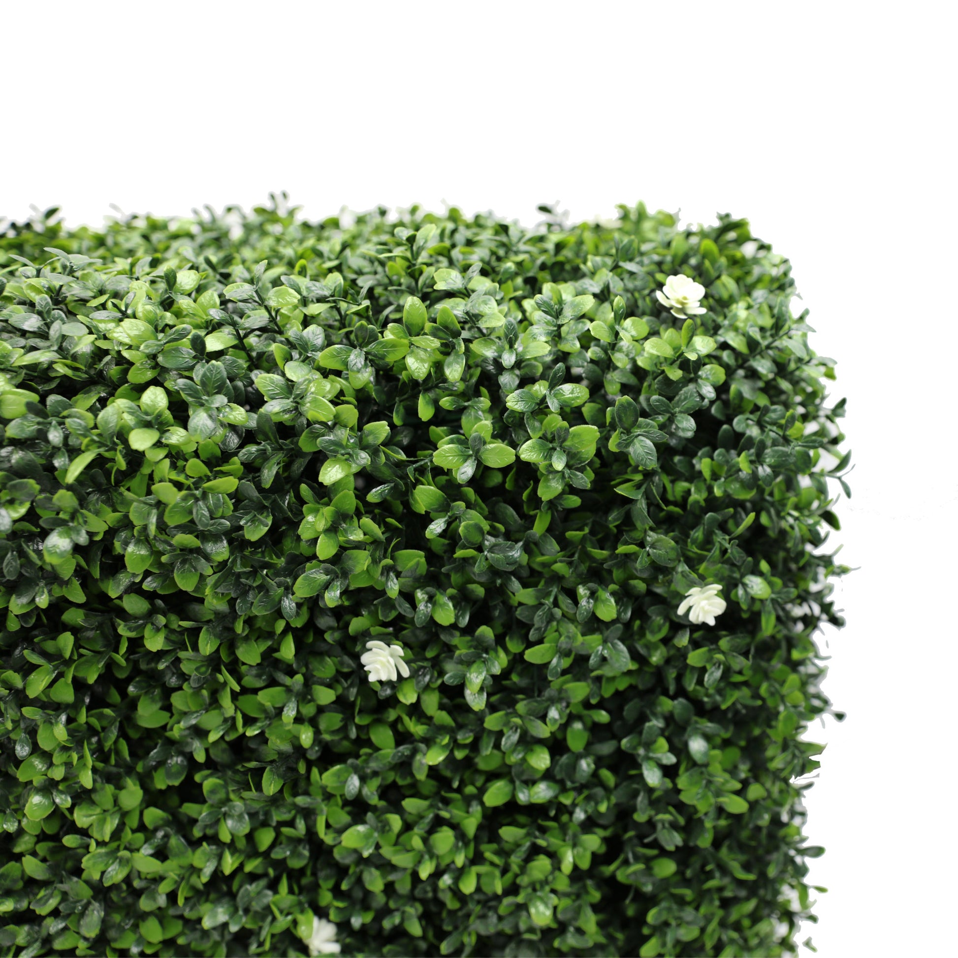 Freestanding Artificial Boxwood & White Flower Hedge - 56cm x 158cm