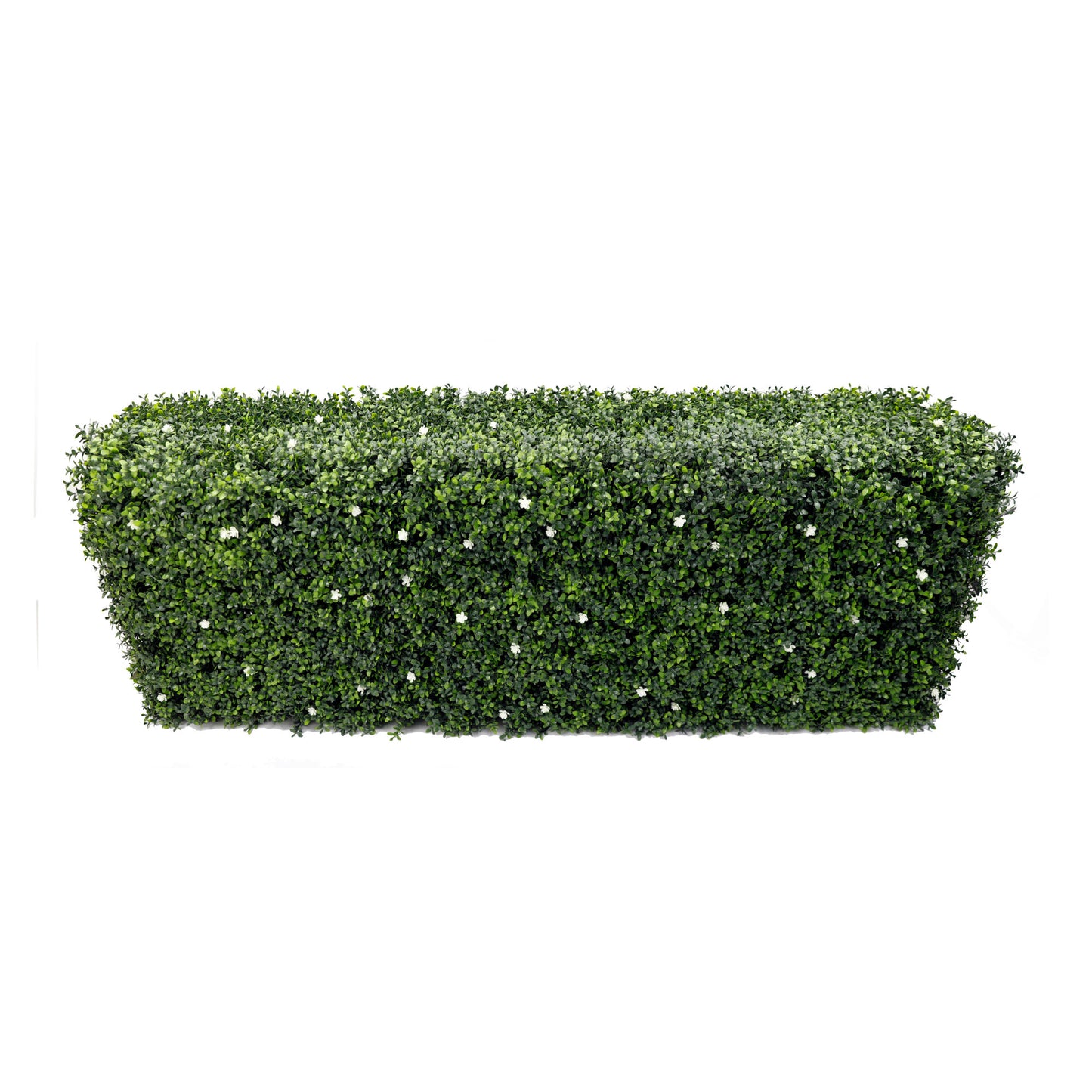 Freestanding Artificial Boxwood & White Flower Hedge - 56cm x 158cm