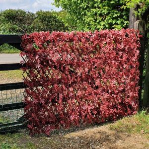 Artificial Red Acer Expanding Willow Trellis Fence